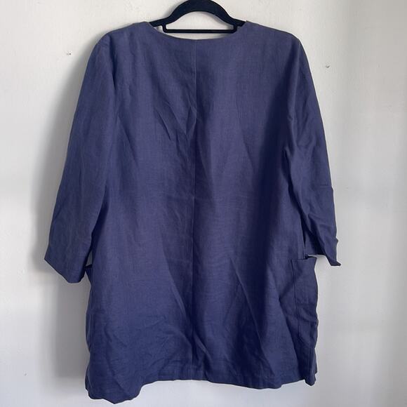 Chico’s 100% linen open front 3/4 sleeve open front lagenlook blazer sz 2 - Picture 7 of 7